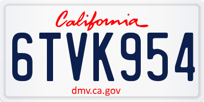 CA license plate 6TVK954