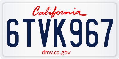 CA license plate 6TVK967