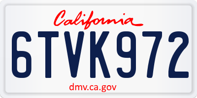 CA license plate 6TVK972