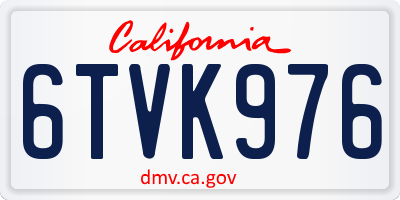 CA license plate 6TVK976