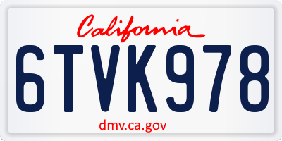 CA license plate 6TVK978