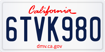 CA license plate 6TVK980