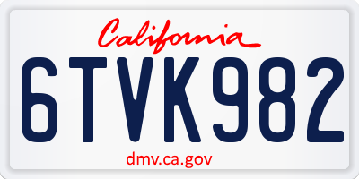 CA license plate 6TVK982