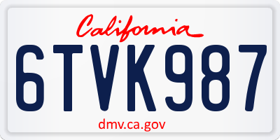 CA license plate 6TVK987