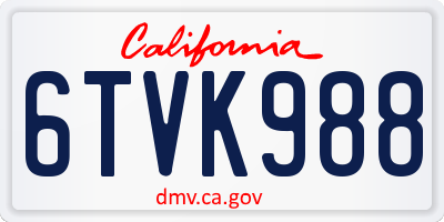 CA license plate 6TVK988