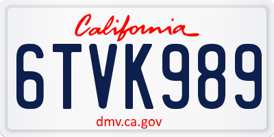 CA license plate 6TVK989