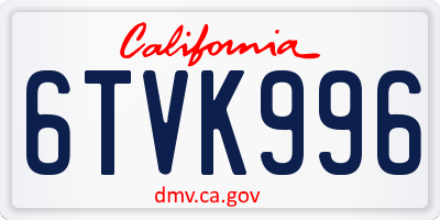 CA license plate 6TVK996