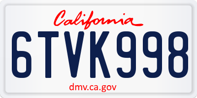 CA license plate 6TVK998