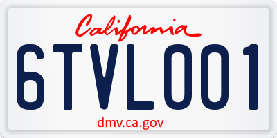 CA license plate 6TVL001