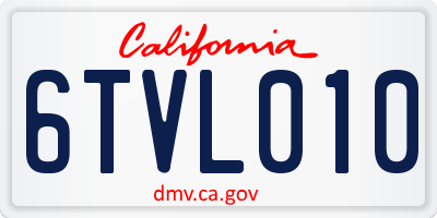 CA license plate 6TVL010