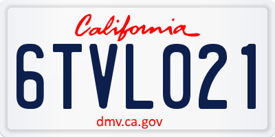 CA license plate 6TVL021