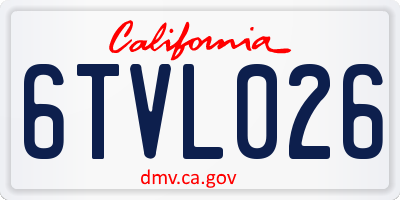 CA license plate 6TVL026