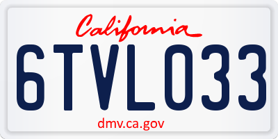 CA license plate 6TVL033