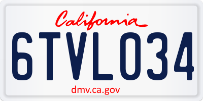 CA license plate 6TVL034