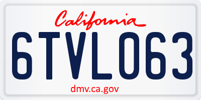 CA license plate 6TVL063