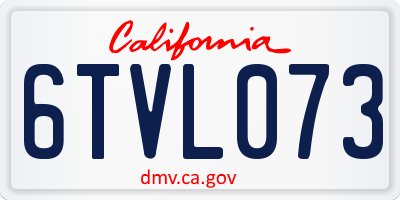 CA license plate 6TVL073