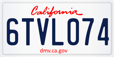 CA license plate 6TVL074
