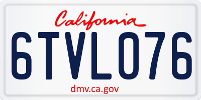 CA license plate 6TVL076