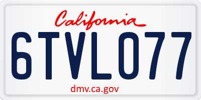 CA license plate 6TVL077