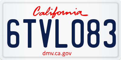 CA license plate 6TVL083