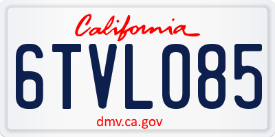 CA license plate 6TVL085