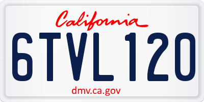 CA license plate 6TVL120