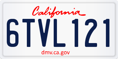 CA license plate 6TVL121