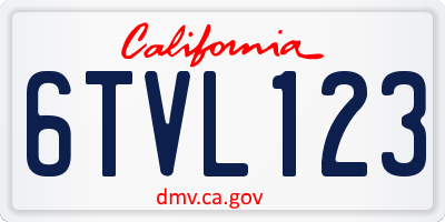 CA license plate 6TVL123