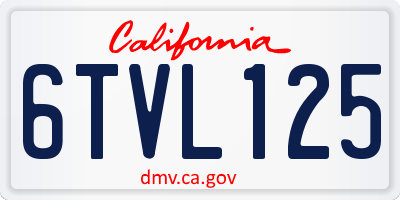 CA license plate 6TVL125