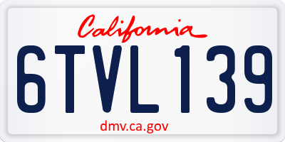 CA license plate 6TVL139