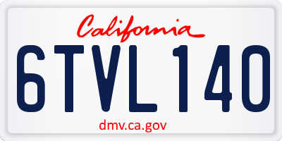 CA license plate 6TVL140