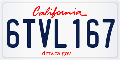 CA license plate 6TVL167