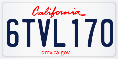 CA license plate 6TVL170