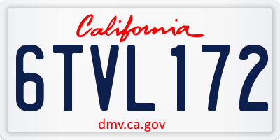CA license plate 6TVL172