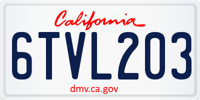 CA license plate 6TVL203