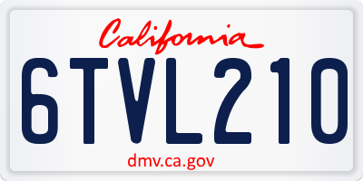 CA license plate 6TVL210