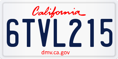 CA license plate 6TVL215