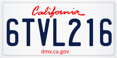CA license plate 6TVL216