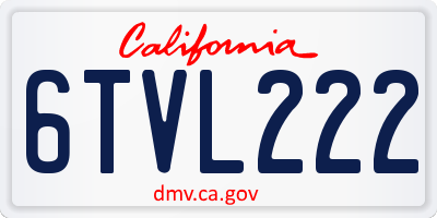CA license plate 6TVL222