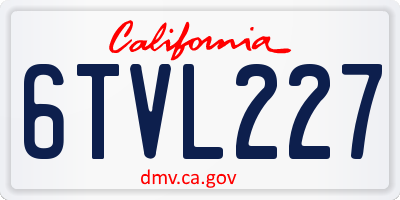 CA license plate 6TVL227