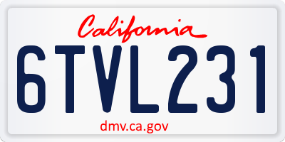 CA license plate 6TVL231