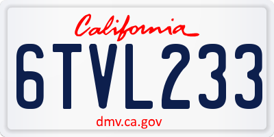 CA license plate 6TVL233
