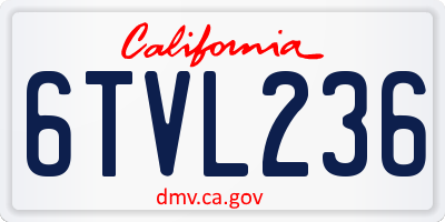 CA license plate 6TVL236