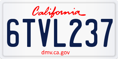 CA license plate 6TVL237