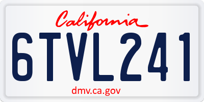 CA license plate 6TVL241