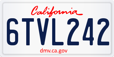 CA license plate 6TVL242