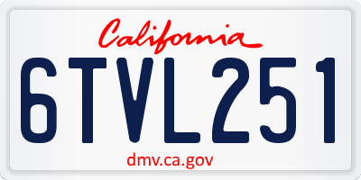 CA license plate 6TVL251