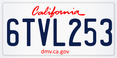 CA license plate 6TVL253
