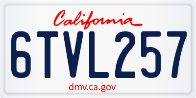 CA license plate 6TVL257