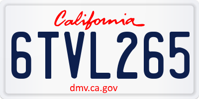 CA license plate 6TVL265